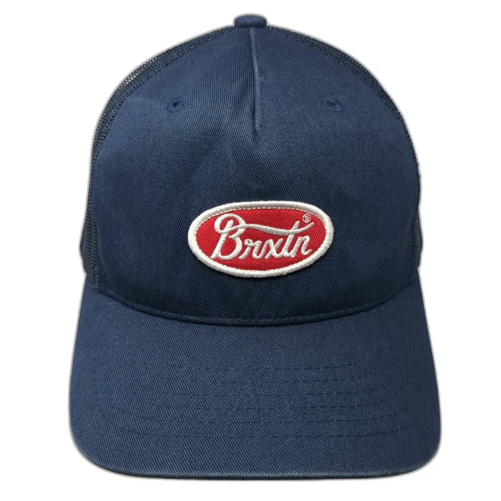 Brixton Trucker Hat Blue One Size Snapback Red Logo Patch 5 Panel Mesh Backing